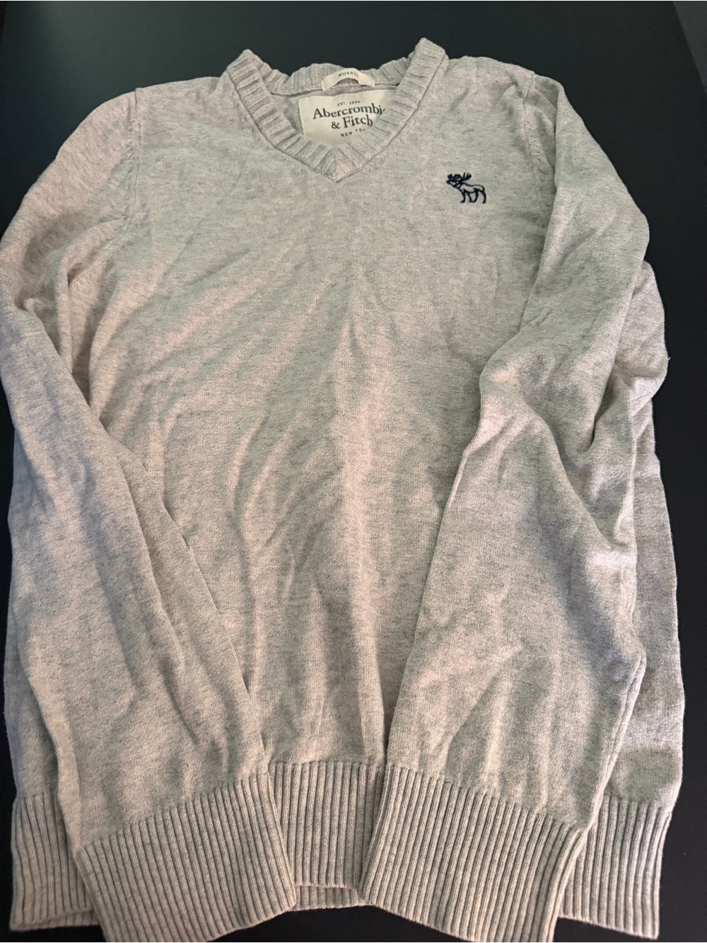 Abercrombie & Fitch Men’s Light Gray V-Neck Sweater Size XL